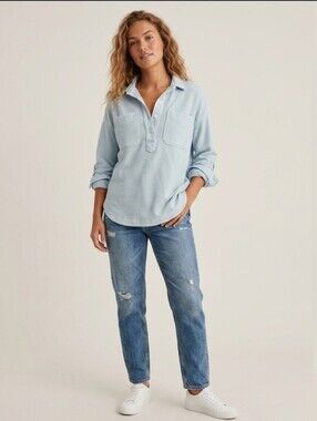 AERIE Vintage Wash Pullover Polo Sweatshirt